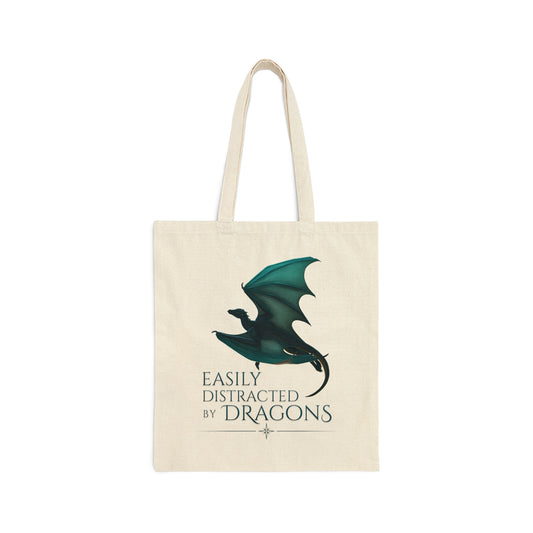 Easily Distracted by Dragons - Cotton Canvas Tote Bag